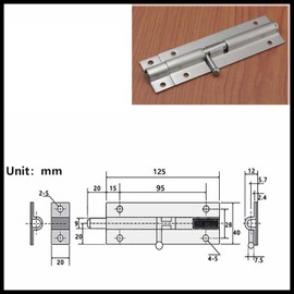 Door Bolt Lock 125mm Stainless Steel Door Latch Barrel Sliding Lock for Bathroom Bedroom