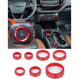 Savadicar CKT02 Billet Aluminum Control Knob Trim Sets, Headlight/4WD/HVAC Climate Control Knob Bezels, Air Conditioner/Radio Switch Cover for 2021-2025 Ford Bronco Sport, Interior Accessories, Red