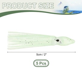 YELARXI Fishing Squid Skirts Glow Soft Plastic Trolling Lures, 5cm/2 Inch Luminous Fit for Bass Trout Salmon Saltwater Fishing Bait (5Pcs, Green)