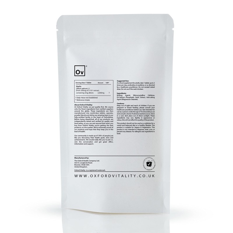 Garlic Tablets | 2,000mg Ultra Strength Supplements | Oxford Vitality