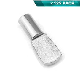 Gasea 125pcs 5mm Shelf Support Pins Spoon Shape Cabinet Shelf Pegs Nickel Plated for Furniture Cabinet Closet