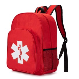 Jipemtra Red Emergency Bag First Aid Backpack Empty Medical First Aid Bag Treatment First Responder Trauma Bag for Camping Cycling Hiking Daycare Outdoors (Red 2)