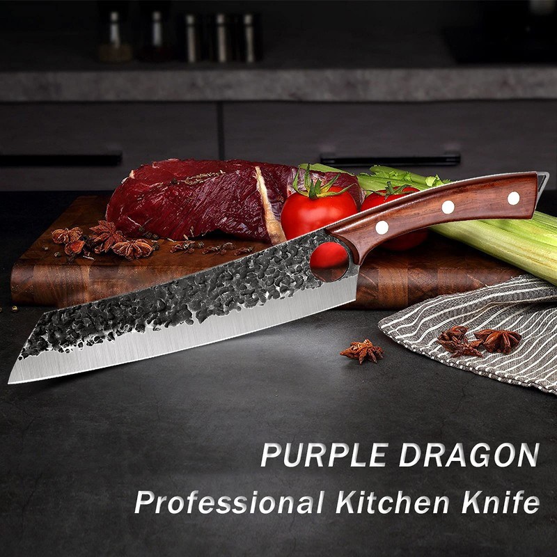 Purple Dragon Chef Knife Meat and Vegetable Cleaver Hand Forged
