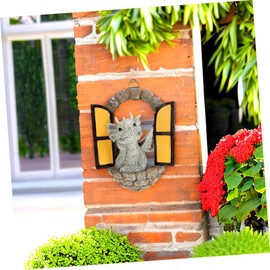 GANAZONO Garden Statues Outdoor Meditated Dragon Ornament Resin Craftwork for Home and Garden