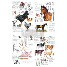 Redesign with Prima Decor Transfers® Farm Life Total Sheet Size 24"x35",Cut Into 2 Sheets 655350646165 Rub on Transfers for Crafts and Furniture Home Decor Transfers | Furniture and Craft Decals