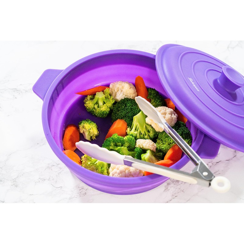 Bakerpan Silicone Microwave Steamer for Vegetables, Air Fryer Pot with