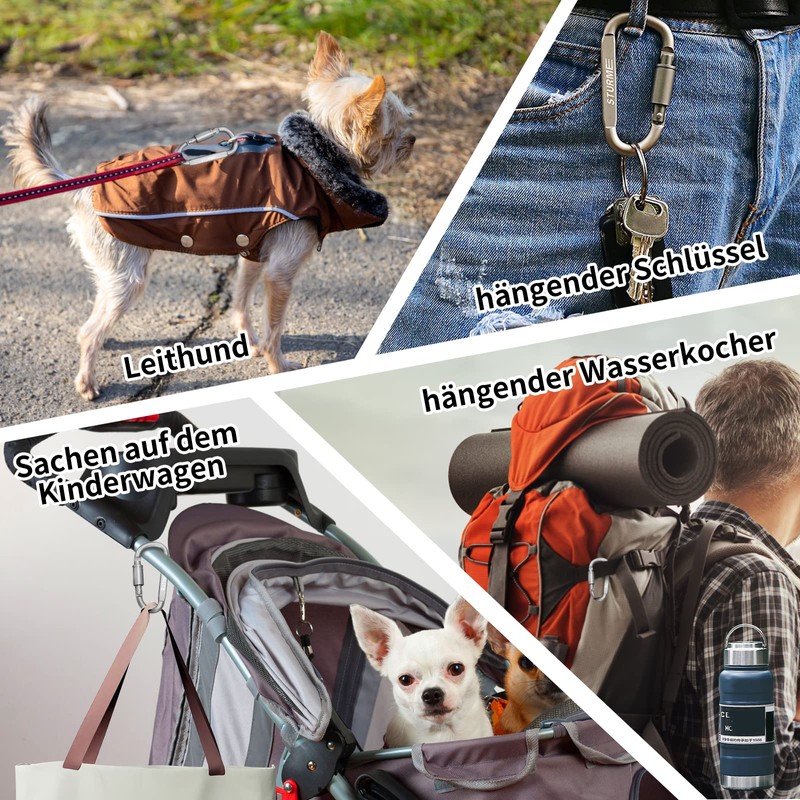 STURME Carabiner Clip Aluminum D-Ring Locking Durable Strong and Light