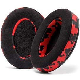 WC PadZ Velour – Ultimativen Ohrpolster von Wicked Cushions – Kompatibel mit Audio Technica, HyperX, SteelSeries Arctis & mehr – Extra dick – Große Öffnung – Weicher Memory Foam | (Red Camo)