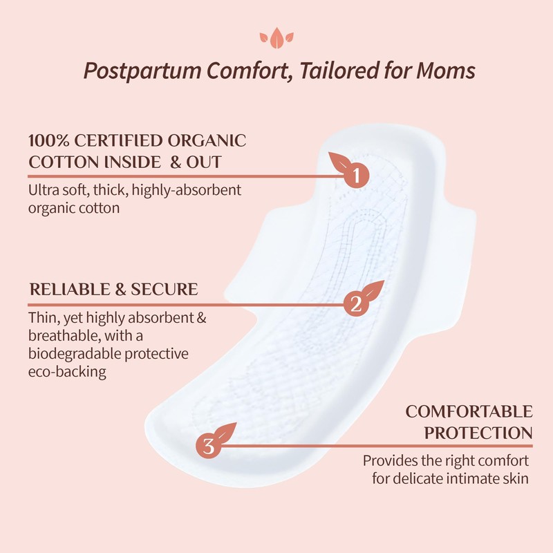 ORGANYC - Postpartum Pads Large Comfortable Medium Flow Day Pads