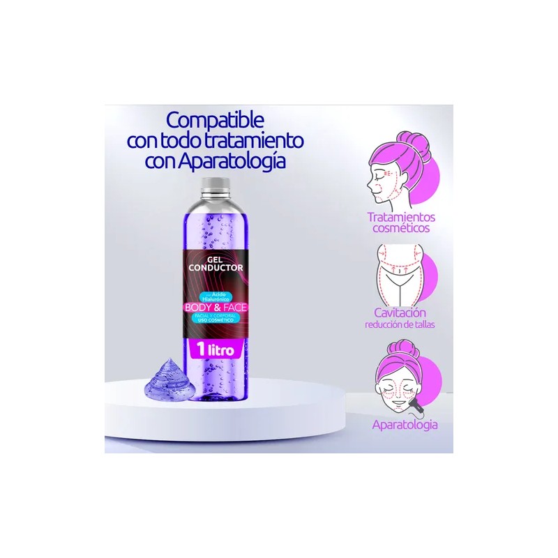 Gel Conductor Acido Hialurónico Antiedad Corporal Facial 1lt