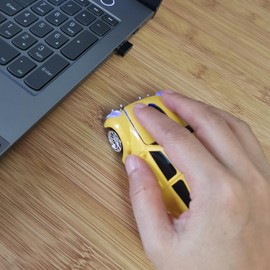 SDGSQHA SDGSQHA Wireless 2.4Ghz Optical Mouse, Car Shaped, Yellow, Cool Computer Mouse for Laptop PC Mac