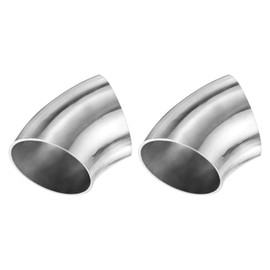 M METERXITY 2-Pack OD 1.8 Inch 45 Degree Mandrel Bend Elbow, Thicken 1.5 mm 304 Stainless Steel Exhaust Elbow Pipe for Car Modified Exhaust System, Stair Handrail Bend, Height 55 mm