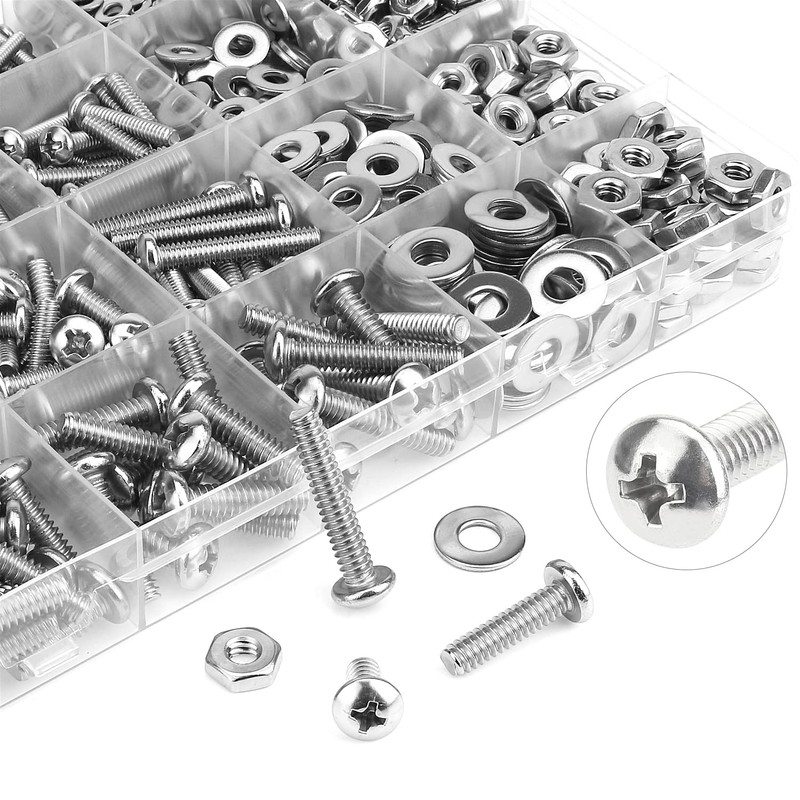 HELIFOUNER 720 Pieces #4-40#6-32#8-32#10-24 Phillips Pan Head Machine Screws Nuts