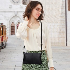 SODOLLEE Women's Black Small Minimal Crossbody Phone Bag Wristlet Clutch Shoulder Bag for Dating Shopping