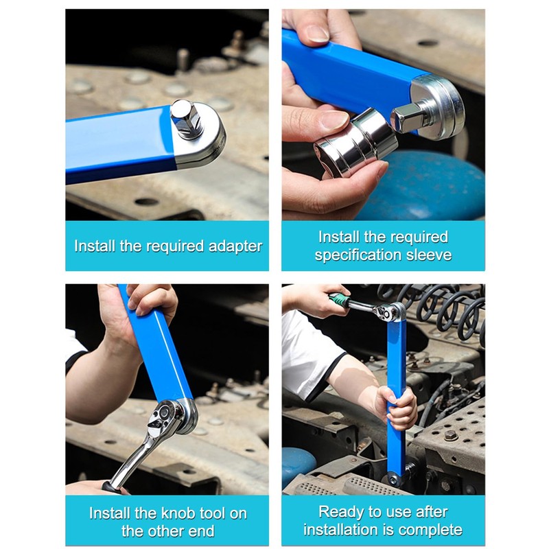Dromco Offset Extension Wrench, 15Inch Zero Degree Ratchet Tight Reach