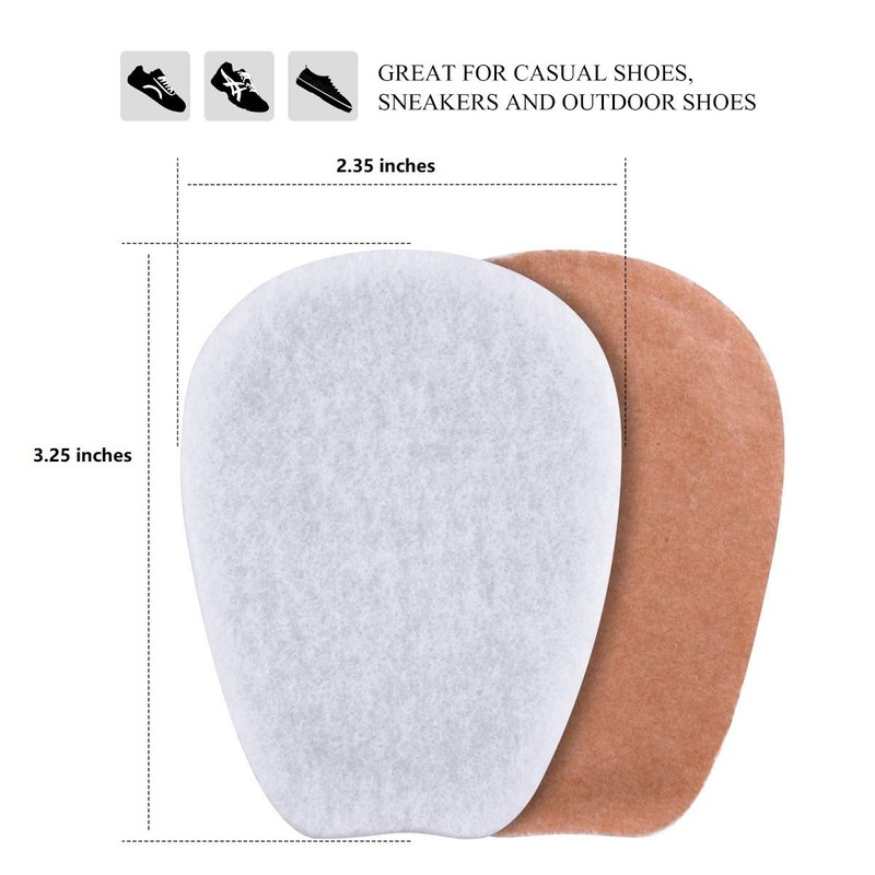 3 Pairs Large Felt Shoe Tongue Pads Cushion Inserts for