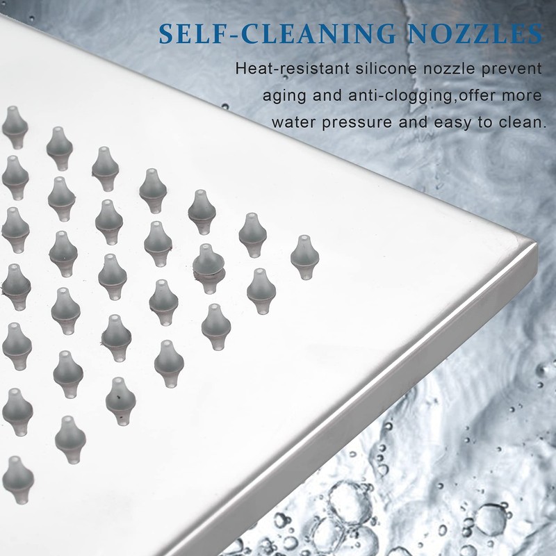 NeierThodore Polished Chrome Large 16 Inch LED Shower Head Solid