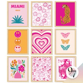 97 Decor Colorful Preppy Room Decor - Hot Pink And Orange Preppy Posters For Room Aesthetic, Maximalist Decor Preppy Pictures For Wall, Quirky Wall Decor For Bedroom Teen Girl Dorm (8x10 Unframed)