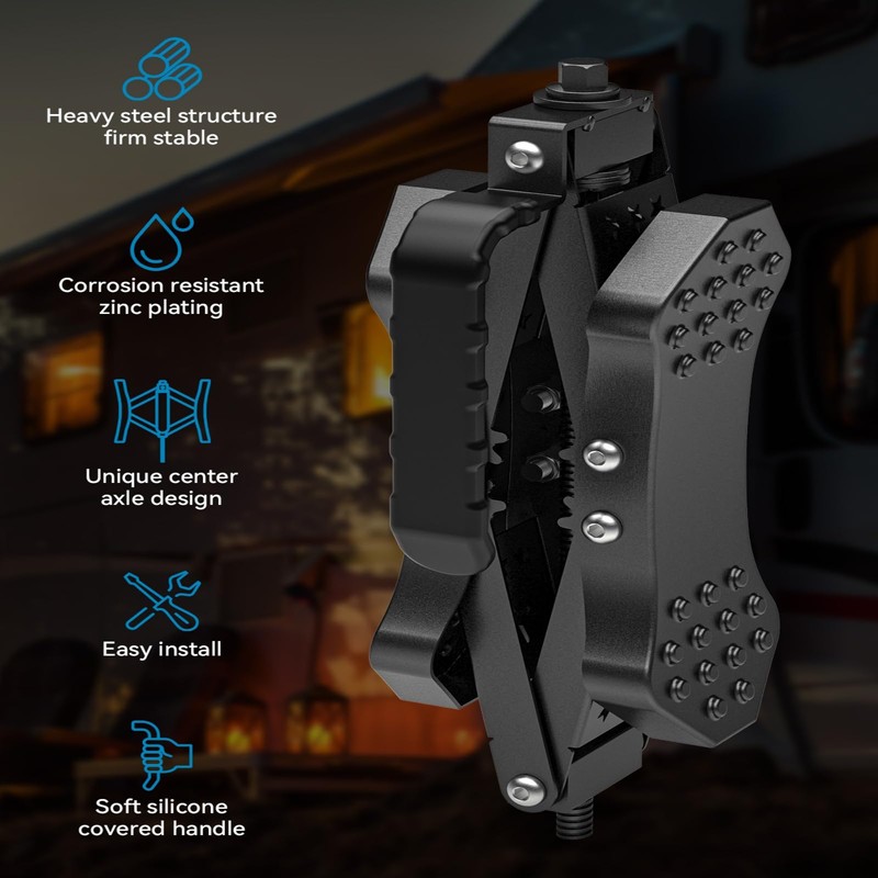 Rvdeaa X-Shaped Wheel Chocks for Travel Trailer【Allow Drill Adjust】 RV