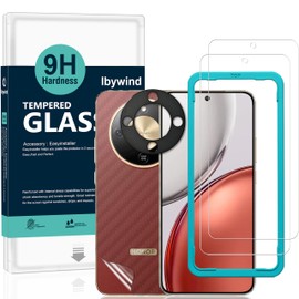 Ibywind for Honor Magic8 Lite 5G Screen Protector,2 Pack,9H Hardness Tempered Glass and Camera Lens Protector,with Alignment Frame,Full Coverage,Bubble Free,Fingerprint Unlock,Scratch Resistant