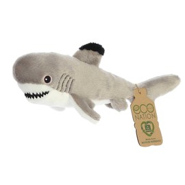 Aurora® Eco-Friendly Eco Nation™ Eco Softies™ Black Tipped Shark Stuffed Animal - Environmental Consciousness - Recycled Materials - Grey 8 Inches
