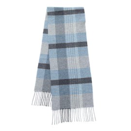 GreaterGood Ukrainian Merino Wool and Cashmere Plaid Scarf Fair Trade Luxuriously Soft Warm Unisex Men Women Winter Handcrafted Artisan Gift (Blue & Gray)