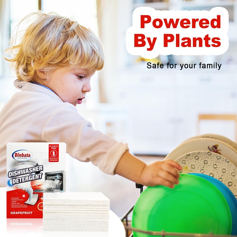 Binbata Eco Dishwasher Detergent Sheets Up To 160 Loads, Grapefruit