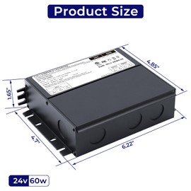 Dimmable LED Driver, Constant Voltage Power Supply with 5-in-1 Dimming (TRIAC/0-10V/1-10V/PWM/Potentiometer), UL Listed, for Indoor and Outdoor LED Lighting (60, Watts)