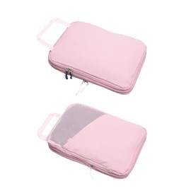 Tabimoa Tabimoa (Strawberry Pink, M) Compression Travel Bag, Durable, Easy to Use, Convenient Goods, Travel Pouch, Double Zipper, YKK Zipper, Long Handles, Easy to Grasp, Machine Washable, Mesh