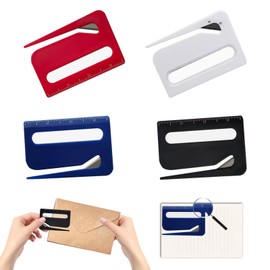 Envelopes Letter Opener Slitter, 2024 New Upgrade 4 Pcs with Ruler Magnifier and Concealed Blade, Plastic Material Safe and Efficient for Cutting Packaging Mail and Paper