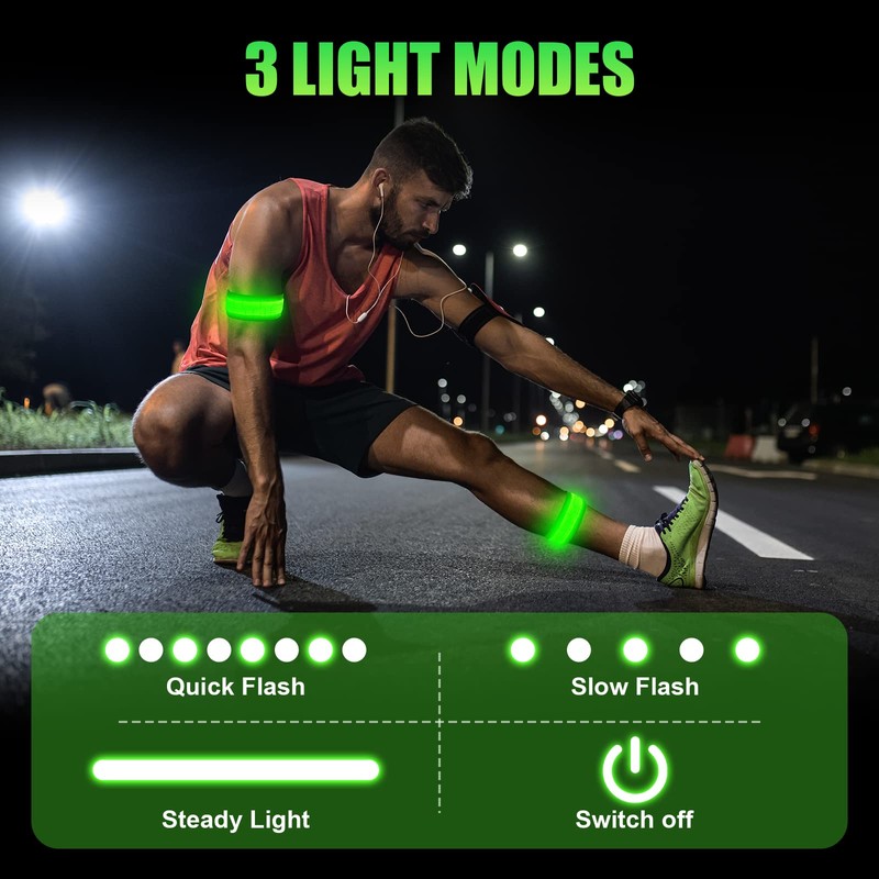 flintronic 2 Packs Light Up Armband LED Slap Safety Armband