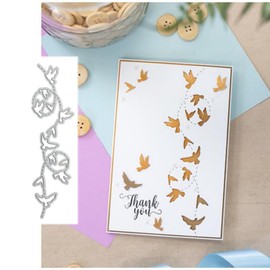Annchaos Cutting Dies Metal Stencils Scrapbooking Tools DIY Embossing Template for Paper Card Making Album Arts Crafts Supplies (Bird Lace-15.6x4.5cm)