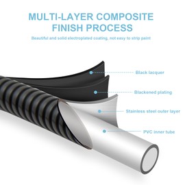 OFFO Shower Hose, 100 in Kink Free Stainless Steel Shower Hose Attachment Electroplating Handheld Shower Head Hose Flex Hoses Extension with Brass Insert & Nut for Pet Bathing Cleaning, Matte Black