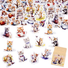 46pcs Stickers for Scrapbooking Small Scrapbook Sticker Set, Journaling Bullet Junk Journal Supplies, Planner, Kid DIY Art Crafts, Laptop, Suitcase (Style-8)