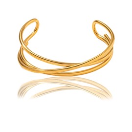 Gold Arm Cuff, Fashion Multi-layer Gold Arm Bangle Upper Arm Cuff, Adjustable Opening Arm Jewellery for Women Christmas Date Party Birthday Gift