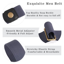Mother Day Gift No Buckle Invisible Elastic Stretch Belt for Men/Women Fits waist 24-50in (01 2Pack Black&Blue, Fits waist size 24"-35")