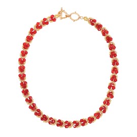 Firstmeet Gorgeous Handmade Glass Beads Choker Necklace Vintage Bohemian Court-style necklace(XL-1298-Red-V)