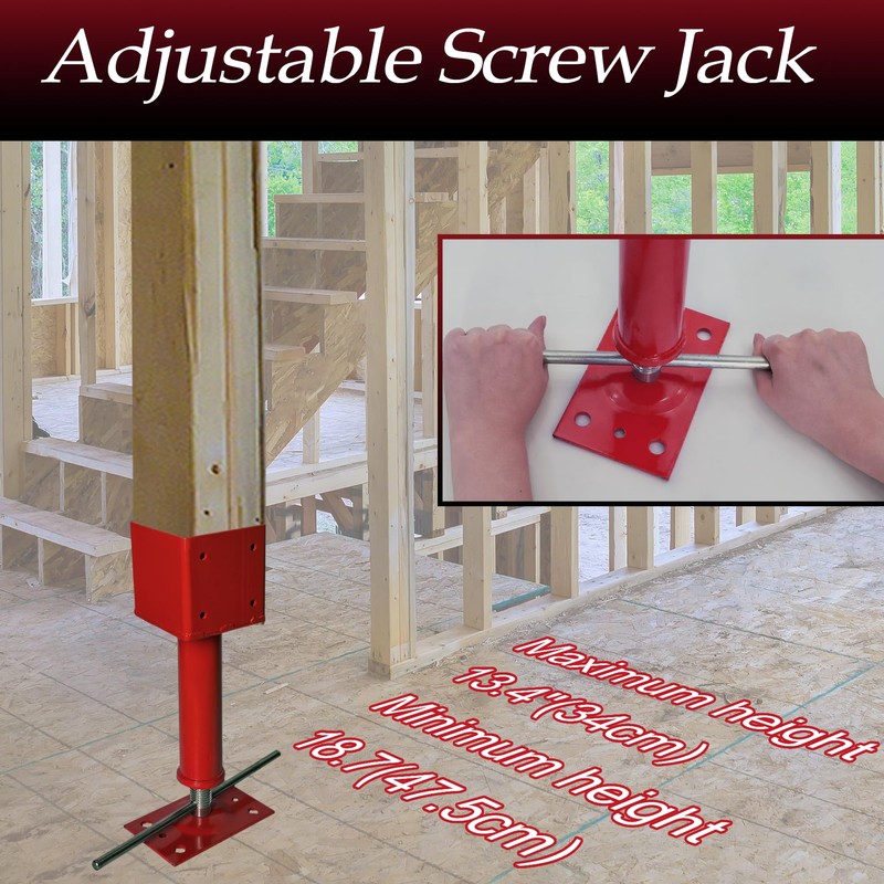 4x4 Screw Jack, Adjustable House Floor Jacks for Leveling, 14.5"