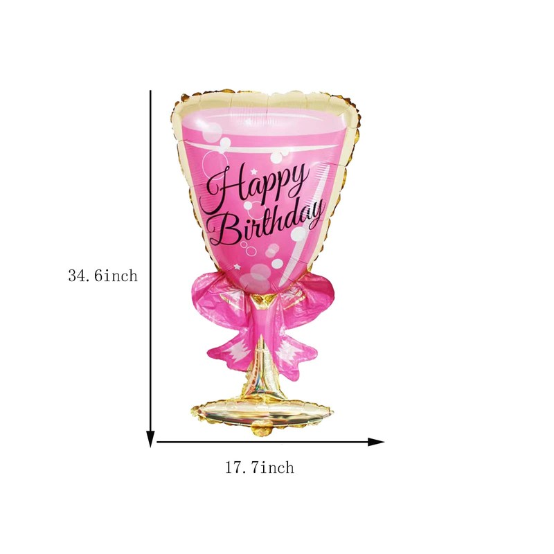 4Pcs 36inch Champagne Bottle Foil Balloons and Goblet Wine Glass