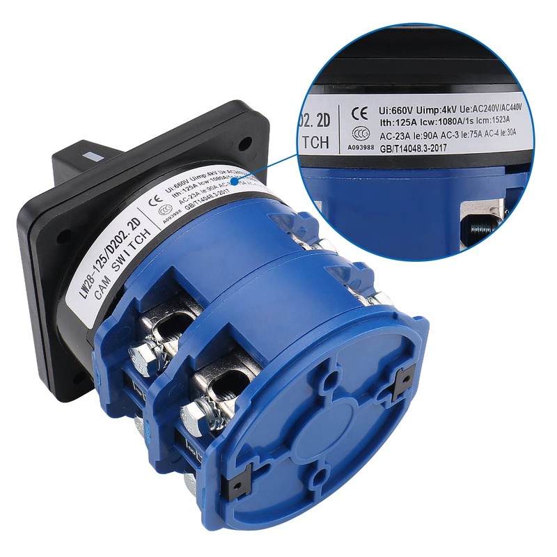 Baomain Rotary Cam Changeover Switch LW28-125/D202.2 660V 125A 2 Phases
