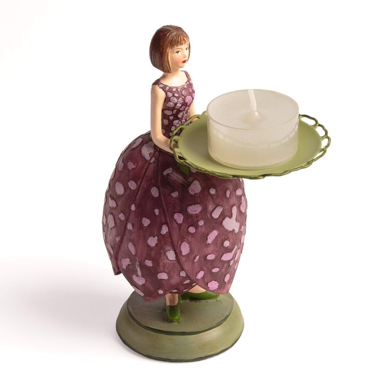 Rosemarie Schulz Decorative Figurine Tea Light Holder Chessboard Flower Girl