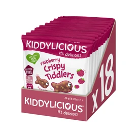 Kiddylicious Crispy Tiddlers, Raspberry, 12g, (Pack of 18)