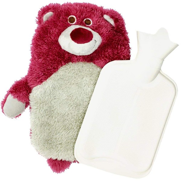 Mose Cafolo Hot Water Bottle ~ Baby Kids Hand Foot Warmer Hot Water Bag with Cute Cartoon Character Pink Strawberry Bear Plush Cover