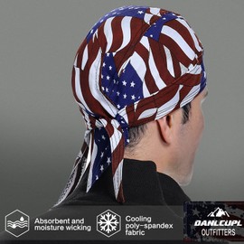 DANLCUPL DOO Rags Dew Rag Skull Cap Pirate Hat Cycling Bandana Motorcycle Biker Cooling Head Wrap Beanie Helmet Liner American Flag Patriotic Star Stripe