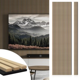 CONCORD WALLCOVERINGS ™ Acoustic Wall Panels – Wooden Sound-Absorbing 3D Veneers for Noise Reduction & Soundproofing, Home Theater - 94.5" x 5" (Pack of 6, Covers 18.7 Sq Ft) - Pine