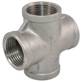 Megairon 1" NPT Female Thread 4 Way Coupling,Cross,Stainless Steel 304 Cast Pipe Fitting