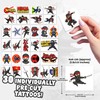 Ninja Warrior Theme Temporary Tattoos for Kids, Cartoon Characters, Japanese