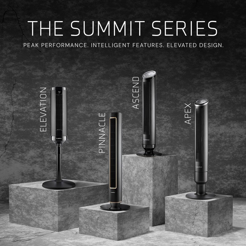 LASKO Elevation Adjustable Tower Fan 42”-54”, Pedestal Fan, 31 ft/s