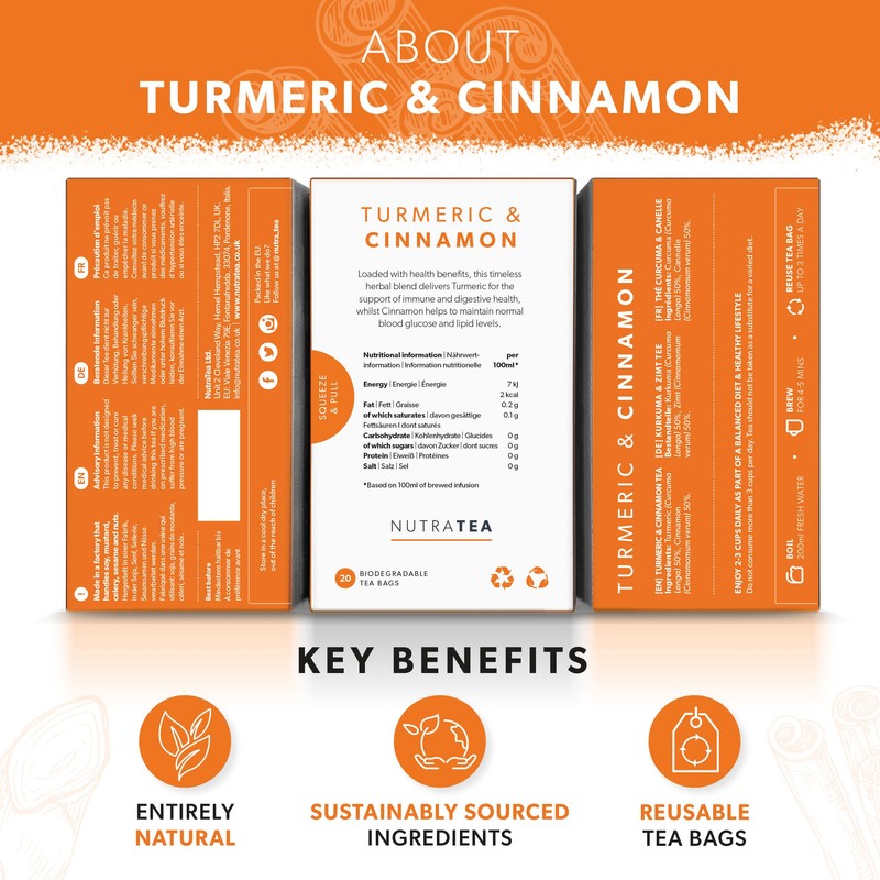 Nutra Tea - Turmeric & Cinnamon Tea - 20 Tea