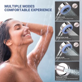 7-Piece High-Pressure Handheld Shower Head, Chrome ABS, with Button Control, Multi-Function Massage & Mist, 1.5m PVC Hose, Water Saving, Easy Installation, Leak-Proof Seal Design